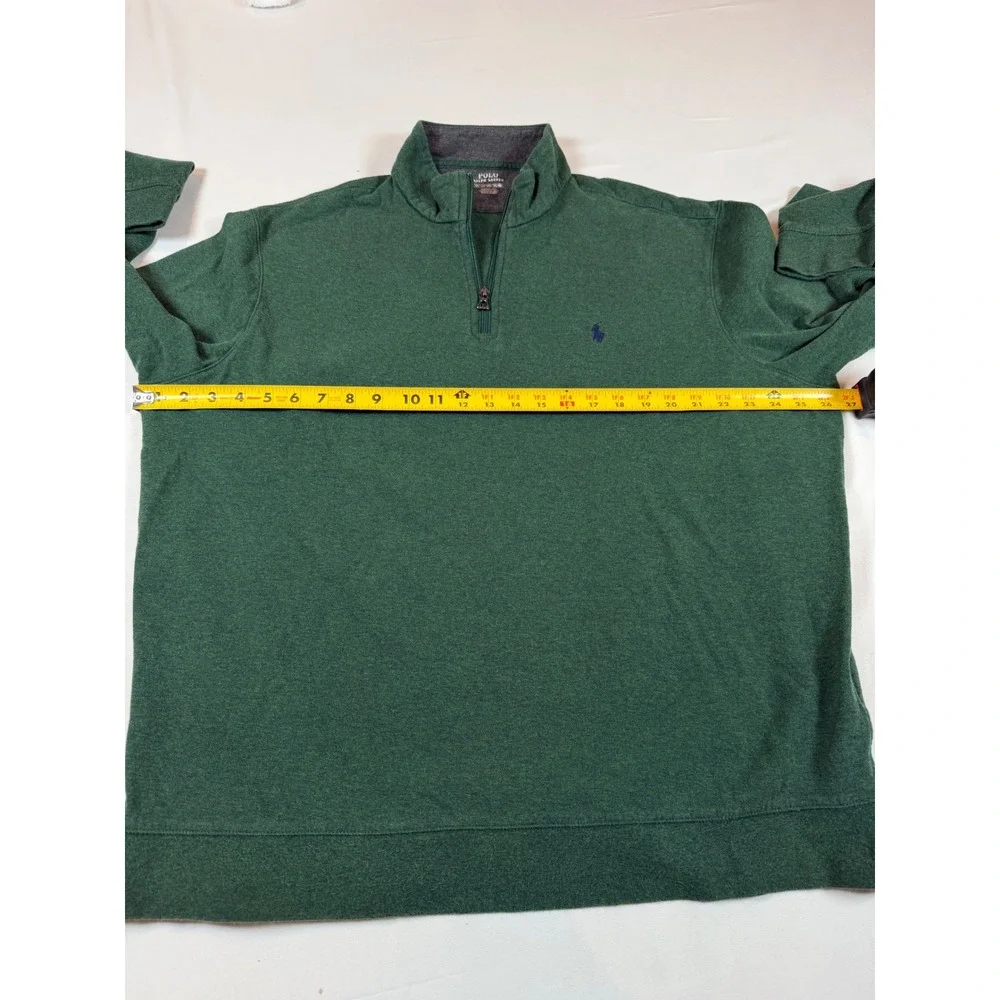 Polo Ralph Lauren Mens XXL‎ Green Quarter Zip Pullover Sweatshirt Pony Logo